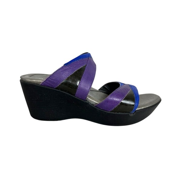 Naot Siren Comfort Wedge Sandals  EU 37 / US 6  Purple Blue & Black Leather - Picture 3 of 13